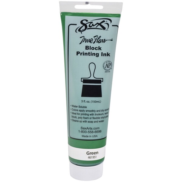 True Flow Water Soluble Block Printing Ink, 5 Ounce Tube, Green